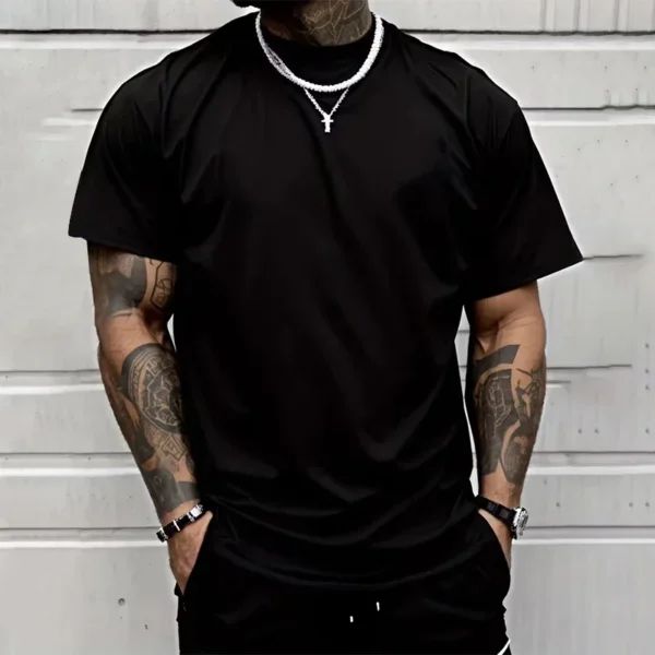 Men's T-shirt High Quality 100% Cotton Round Neck Short Sleeve Classic Black White Pure Color Tees Spring Summer Casual Cool Top